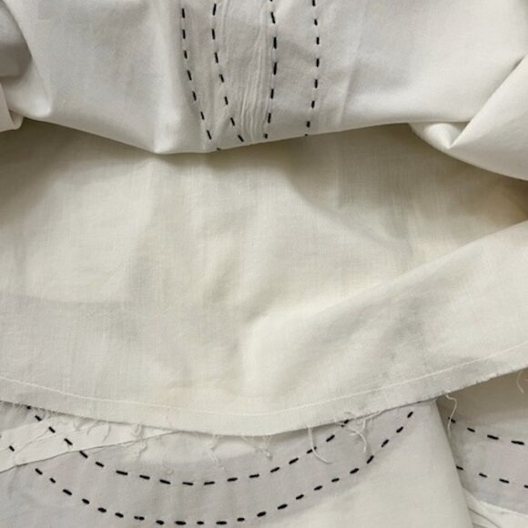 Easton Pearson Full Midi Skirt White & Brown Geometric Cotton - Picture 8 of 12